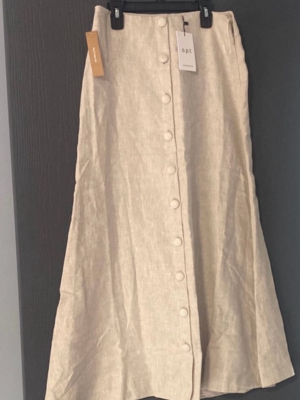 Few Moda O.P.T Classic Button-Front Linen Maxi Skirt in Natural - Picture 4 of 4